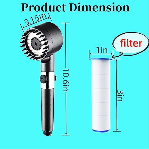 German massage shower with multiple settings and pressure boost