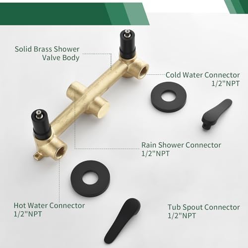 2 Handle Shower Faucet System with Handheld and 3-way Diverter Showerhead