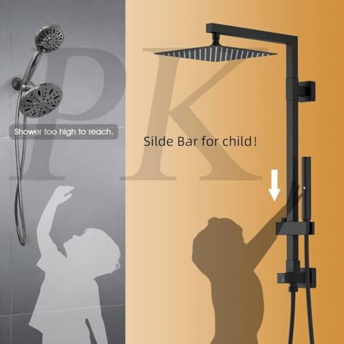 BESy Matte Black Brass Shower Arm with Handheld Spray Combo