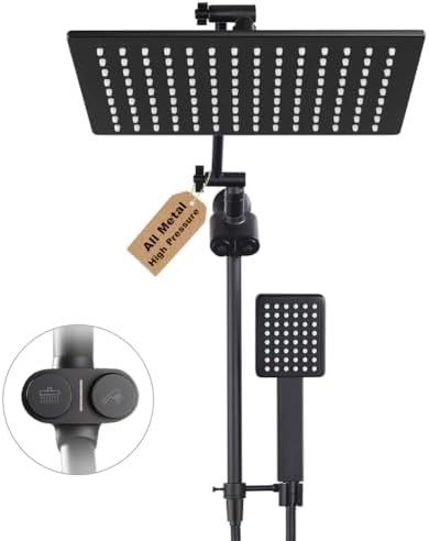 All-Metal Matte Black Shower Head Combo
