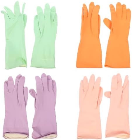 4 Pairs Reusable Kitchen Gloves Latex Cleaning Gloves for Hand Safety