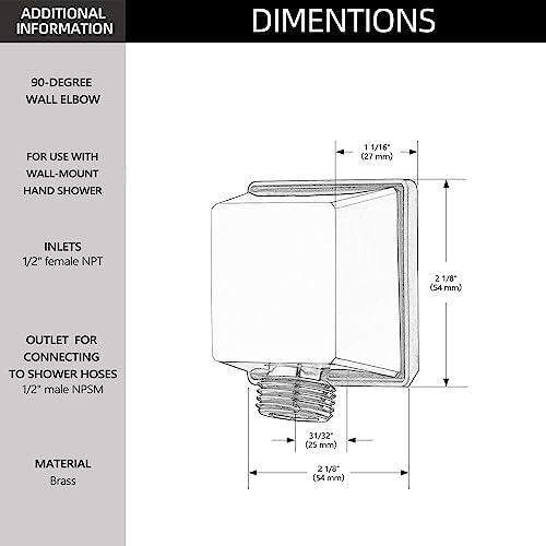 Square Wall Elbow for Hand Held Shower Chrome