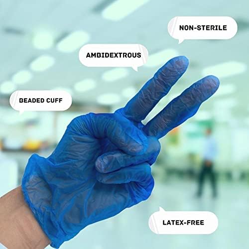 Disposable Vinyl Gloves Powder Free Blue Medium 5 Mil 36000 Pack