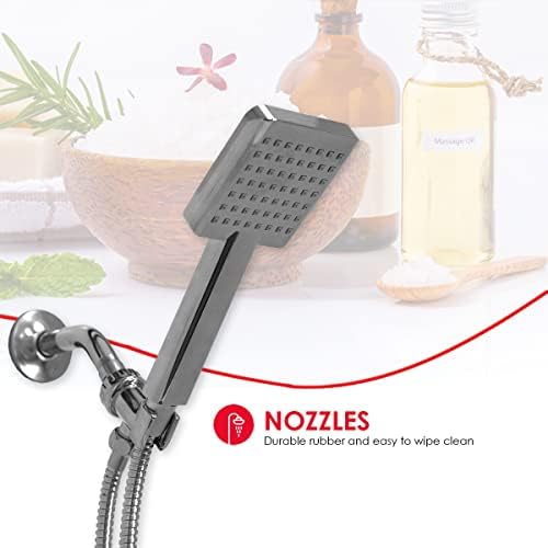 Modern Chrome Square Handheld Shower Massager by Home Basics Luxurious Spa-like Experience