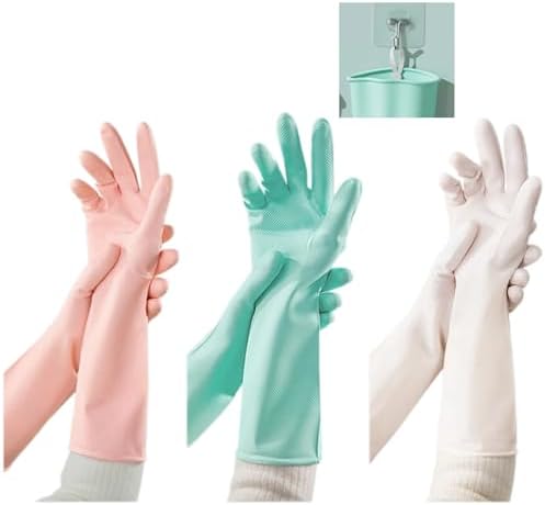 Neglance Medium Dishwashing Gloves with Hanging Loop 3 Pairs