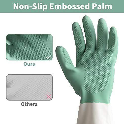 BOOMJOY Cleaning Gloves White 3 Pairs Kitchen Gloves Green 3 Pairs Multi-Use