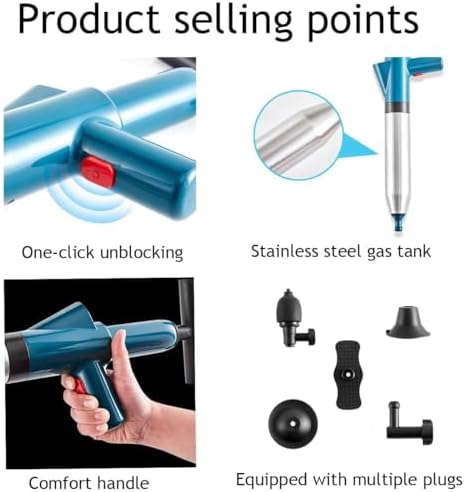 Pneumatic Floor Drain Unclogging Tool Grey