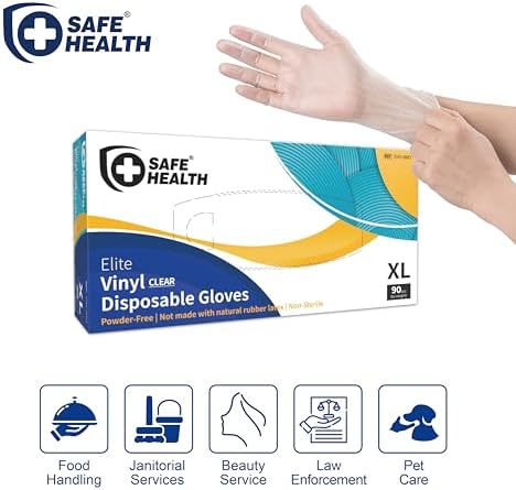 Safe Health Extra Large Vinyl Gloves Box of 90