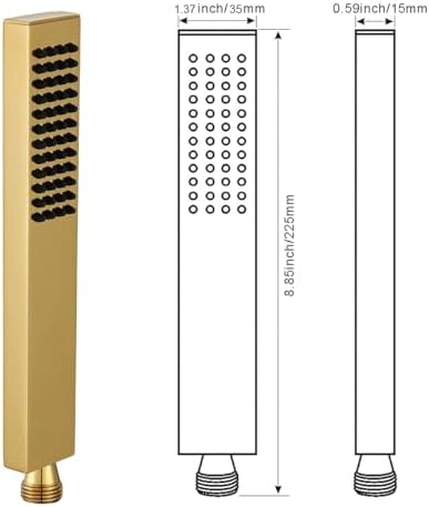 Durable Solid Brass Handheld Shower Head Gold