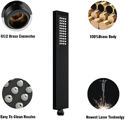Fatspas I-Style Brass Handheld Shower Head High Pressure Matte Black
