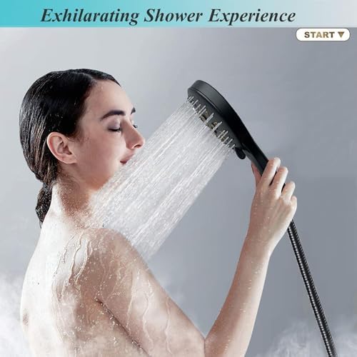 12 High Pressure Square Shower Head with 6-Function Adjustable Spray Handheld