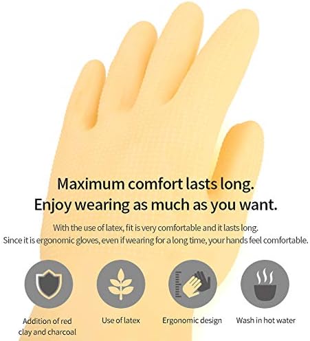 OkidsMall Kitchen Dishwashing Rubber Gloves Reusable Large