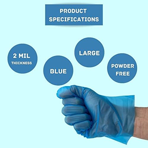 PackagingSuppliesByMailTPE Food Service Vinal Cooking Gloves Blue Size Large