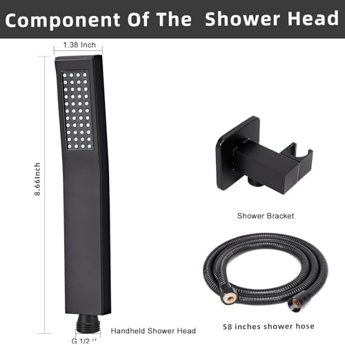 Complete Black Square Handheld Shower Set