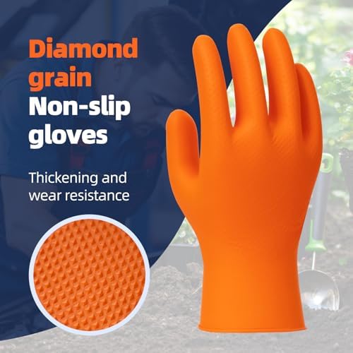 Distinctive 8 Mil Orange Nitrile Gloves for Heavy Use
