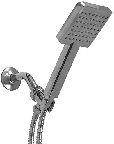 Modern Chrome Square Handheld Shower Massager by Home Basics Luxurious Spa-like Experience
