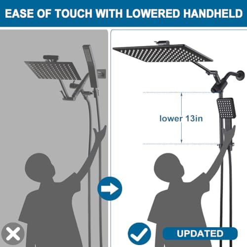 All-Metal Matte Black Shower Head Combo