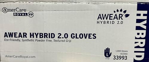 Premium Hybrid 20 Gloves Large 1000 Gloves in 5 Cases Powder-Free