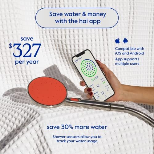 Smart Lightweight Eco-Friendly Hands-Free Shower Head with Bluetooth Persimmon