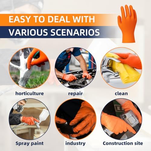 Distinctive 8 Mil Orange Nitrile Gloves for Heavy Use