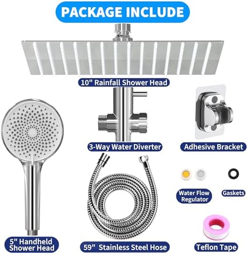 10 Inch Rain Shower Head with Handheld Combo High Pressure Chrome