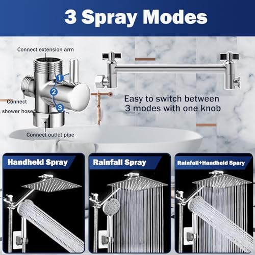 Durable 10-inch Rain Shower Head Combo