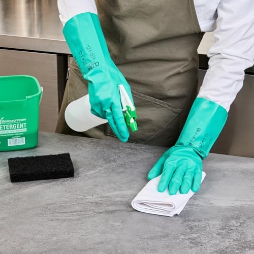 Professional Heavy-Duty Cleaning Gloves with Soft Flock Liner 10 Pairs