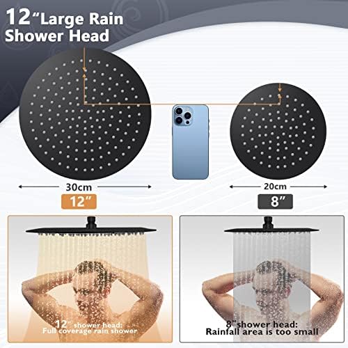 12-inch Rainfall Handheld Shower Combo High Pressure with 6 Spray Modes