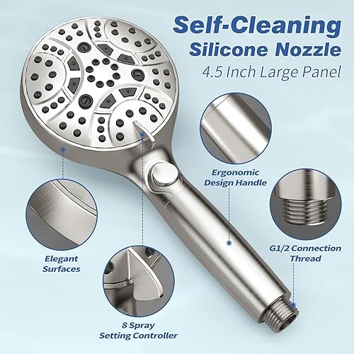 Efficient 8-Mode shower head for hard water by JONKEAN