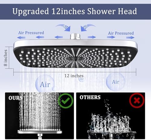 Cuzobro 12 Inch Rainfall Showerhead with Handheld Combo