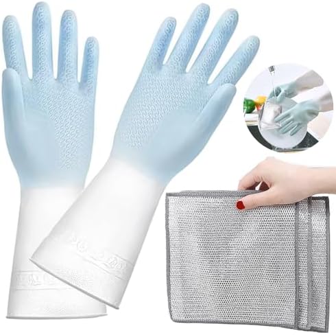 Resin Cleaning Gloves with Silver Wire Mesh Cloths 1