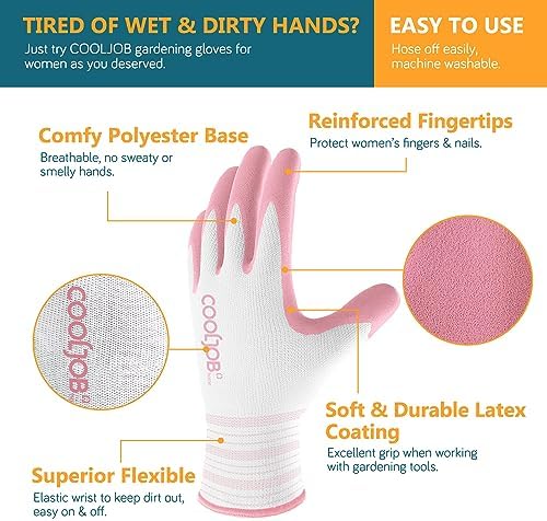 COOLJOB Reusable Cleaning Gloves Gardening Gloves for Women Small Size