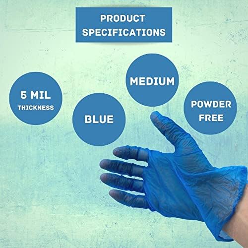 Disposable Vinyl Gloves Powder Free Blue Medium 5 Mil 36000 Pack