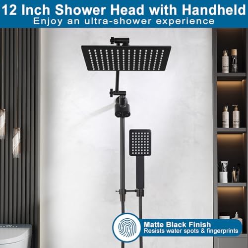 All-Metal Matte Black Shower Head Combo