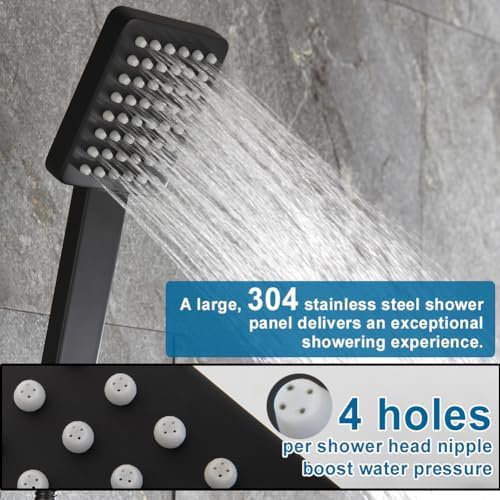 All-Metal Matte Black Shower Head Combo