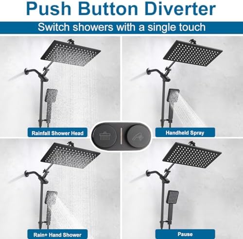 All-Metal Matte Black Shower Head Combo