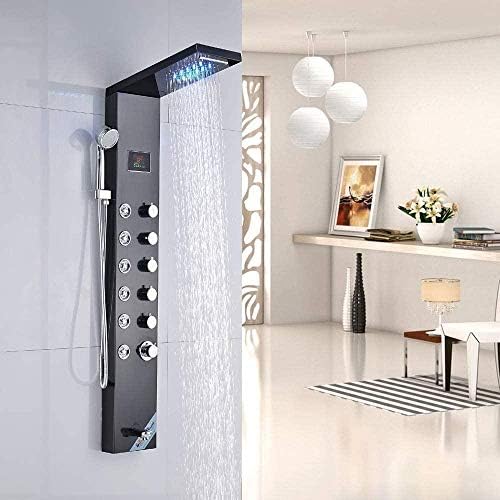 Huin Shower Screen LED Showerhead with Hand Sprayer and 8 Massage Nozzles