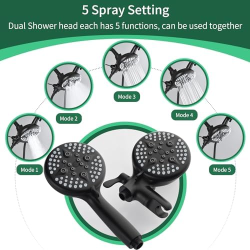 2 Handle Shower Faucet System with Handheld and 3-way Diverter Showerhead