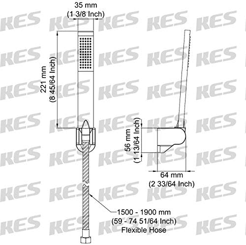 KES BRASS Handheld Shower Head with 15-Meter Long Hose and Bracket