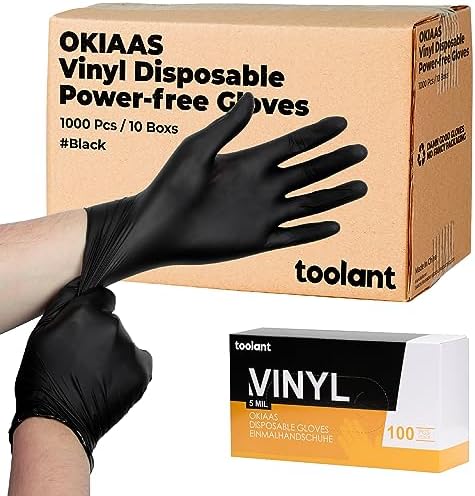 OKIAAS Latex Free Vinyl Gloves 5 Mil Thickness 501002001000 Count