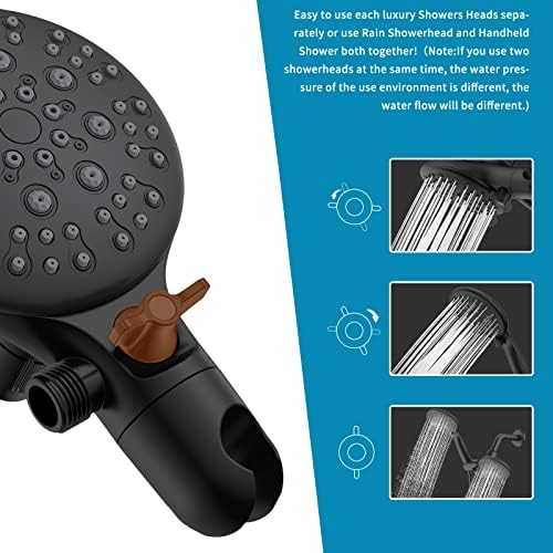 6-MODES BATHTUB HANDLED SHA HEAD COMBO TWO IN ONE MATTE BLACK