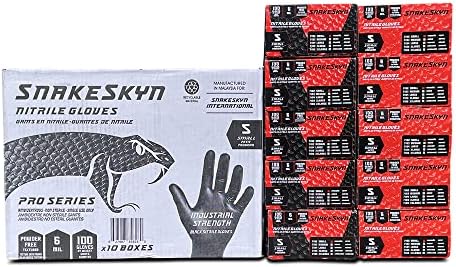 Black Nitrile Gloves 6 Mil Thick SnakeSkyn Industrial Grade