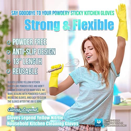 Gloves Legend Yellow Kitchen Gloves - Strong Reusable