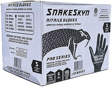 Black Nitrile Gloves 6 Mil Thick SnakeSkyn Industrial Grade