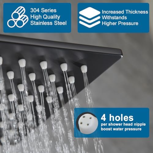 All-Metal Matte Black Shower Head Combo