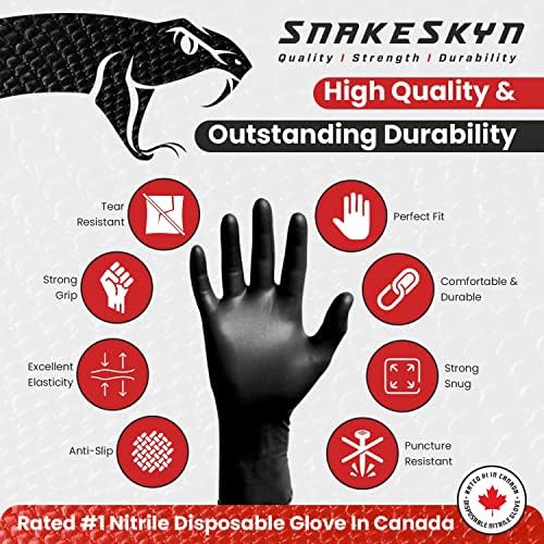 Black Nitrile Gloves 6 Mil Thick SnakeSkyn Industrial Grade