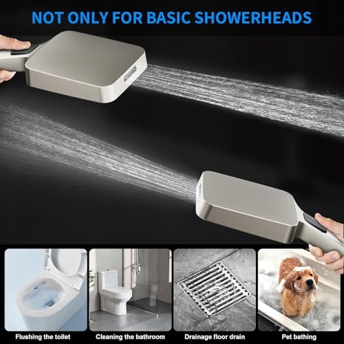 Woindo Rectangle Handheld Shower with Hose Brushed Nickel 1