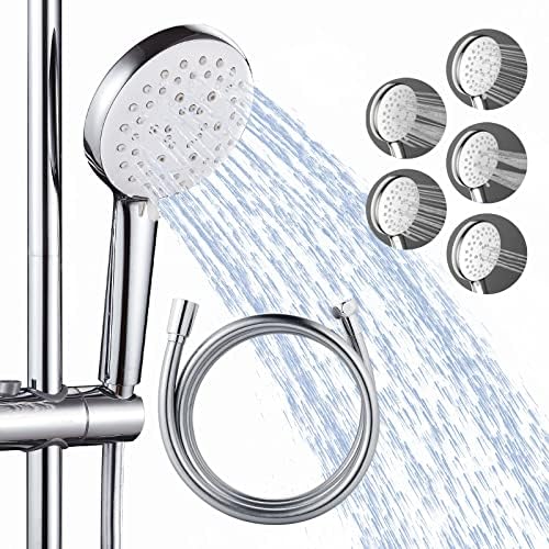 10-High Pressure 5 Speed Anti-Winding Chrome Explosion-Proof Handheld Shower Head