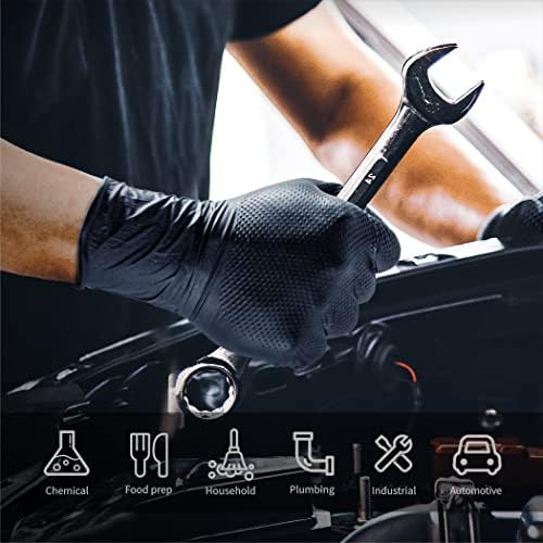 Premium Nitrile Gloves with Diamond Texture for Mechanics Cleaning