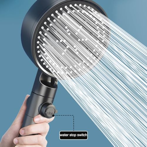 Relaxing Rainfall Handheld Shower with One-Touch Stop 5 Modes White